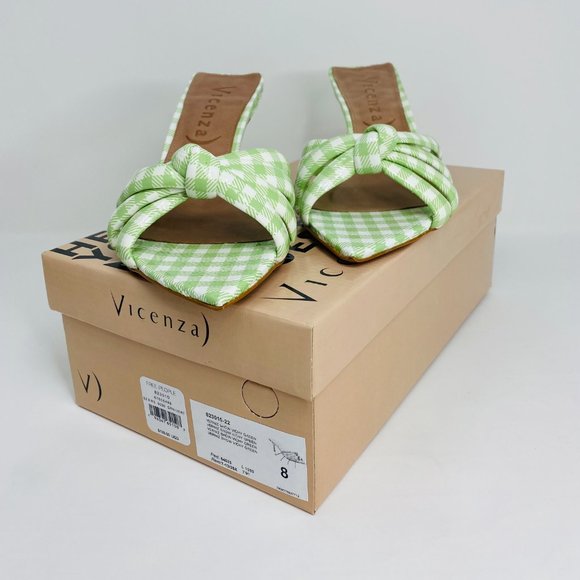 Free People by Vicenza "Evie" Green Gingham Pointed Kitten Heels | Size 8 | NEW - Picture 9 of 11